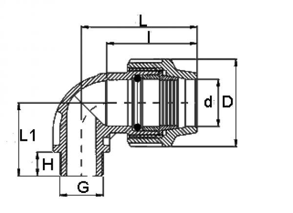 PP 75 x 3“ Winkel 90° mit Außengewinde